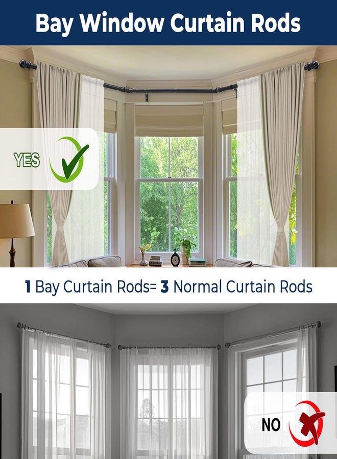 EUIJOIP The Last Curtain Rod You'll Ever Buy! Rustproof Metal 3 Sides Adjustable U Shape Rod - Foldable Corner Solution for Bay/Box/U Shaped Windows (15-53 Inch Side Rods 25-78 Inch Center Rods) (Matte Black) - Image 2